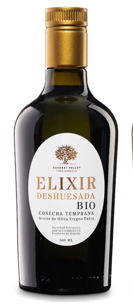 Elixir Dénoyautée Bio | AOP Les Garrigues - Château Fleur de Lisse Vignobles Jade - Huile d'olive - 50cl - vente en ligne directe propriété